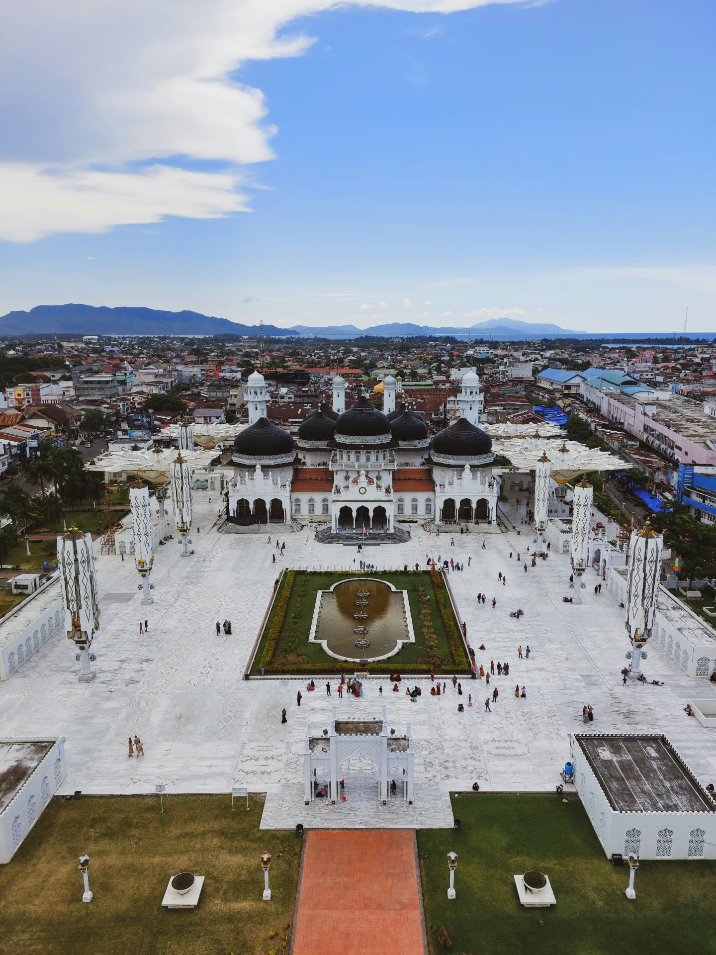 Baiturrahman Grand Mosque in Banda Aceh seen from above